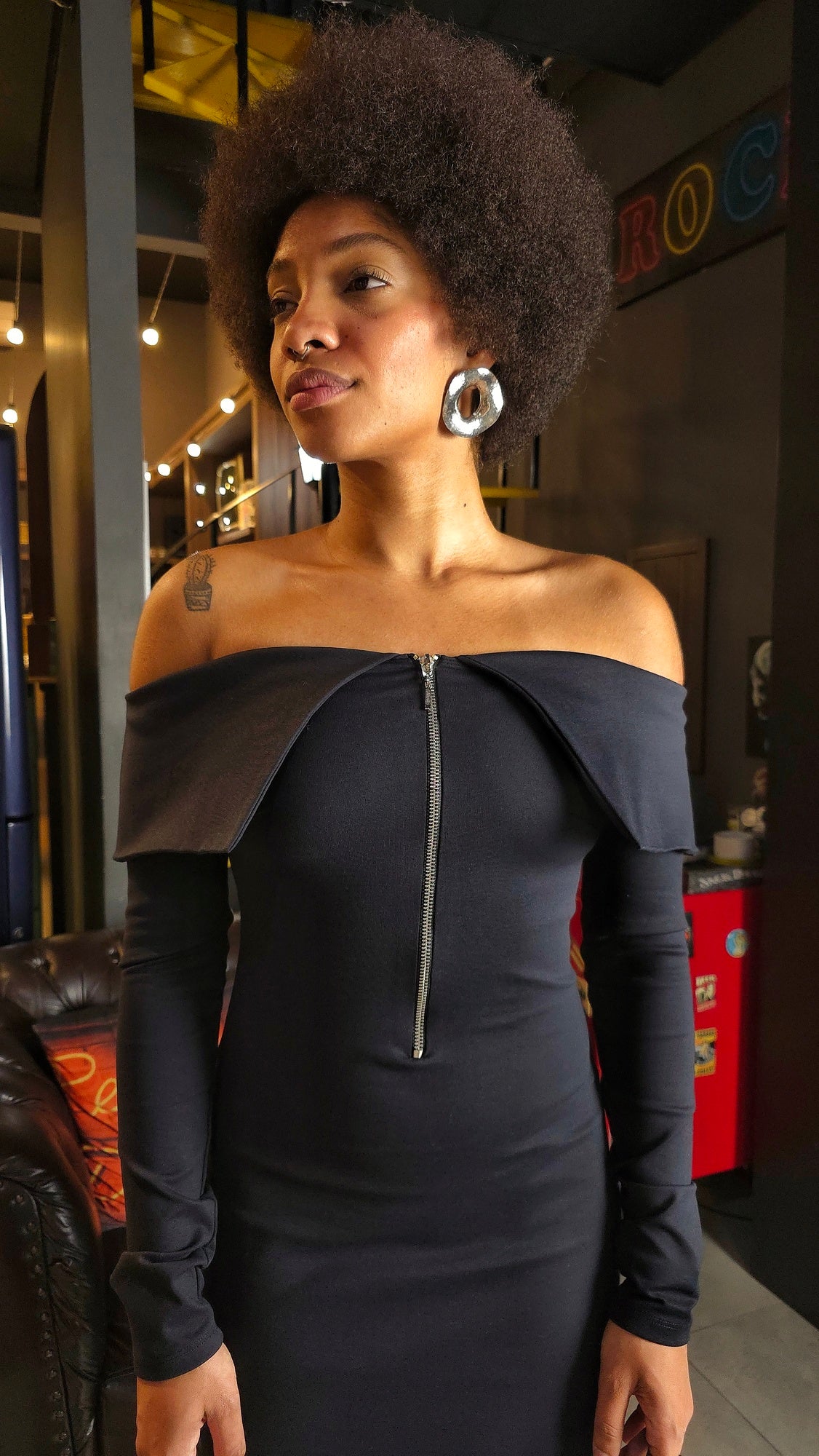 Vestido MYFT Manga Longa Ombro Á Ombro
