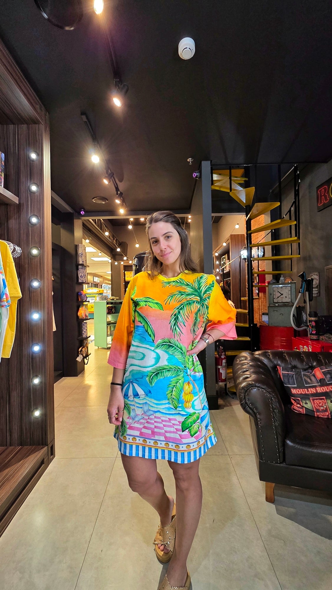 Vestido Farm Tshirt Big Paisagem Solar Estampado