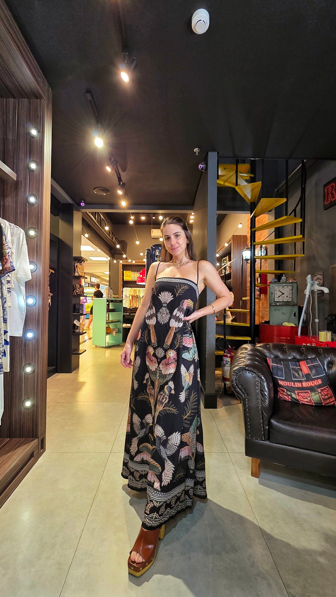 Vestido Farm Longo Recanto Dos Pássaros Estampado