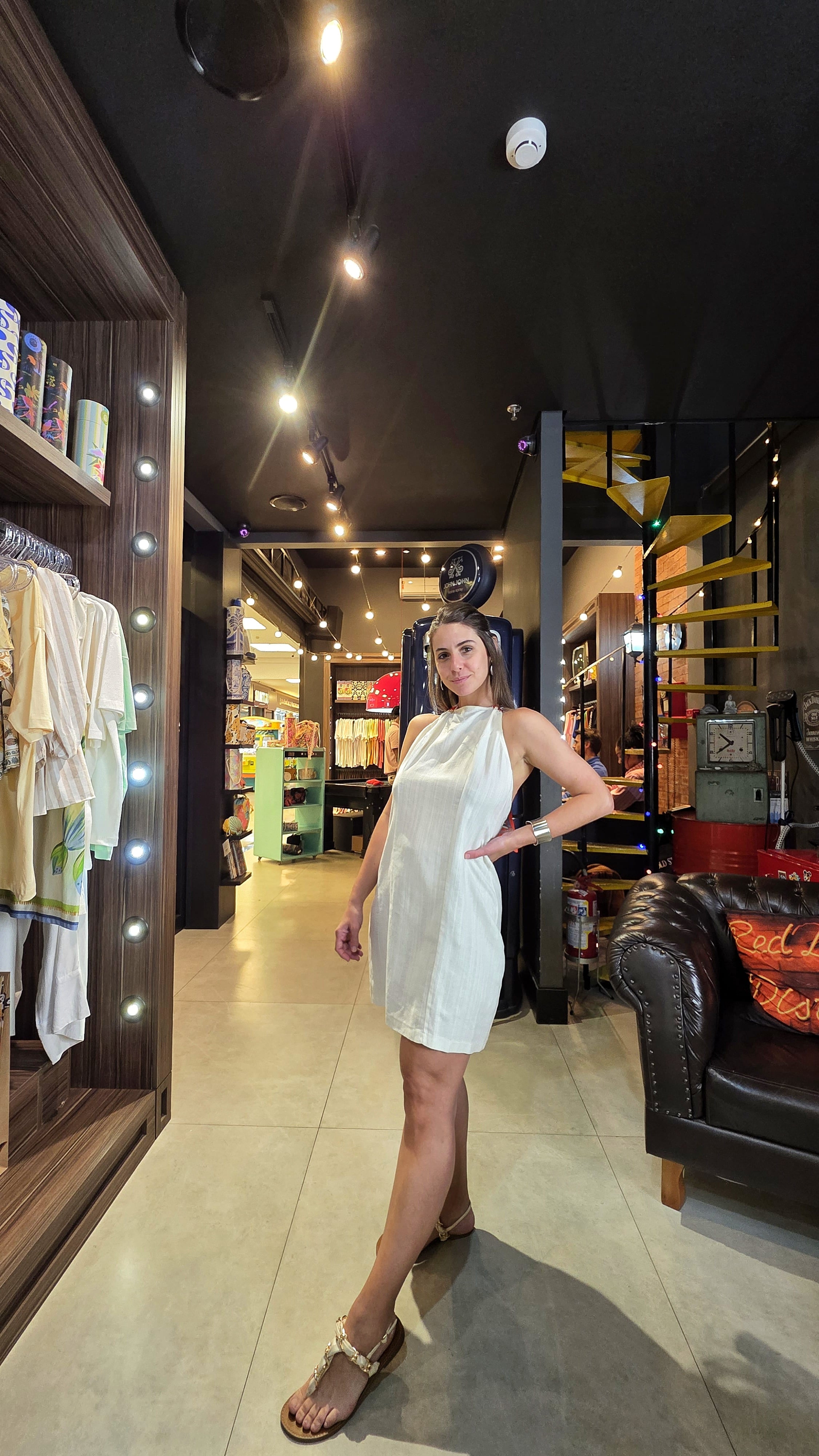 Vestido MYFT Curto Alças Lenço Com Linho