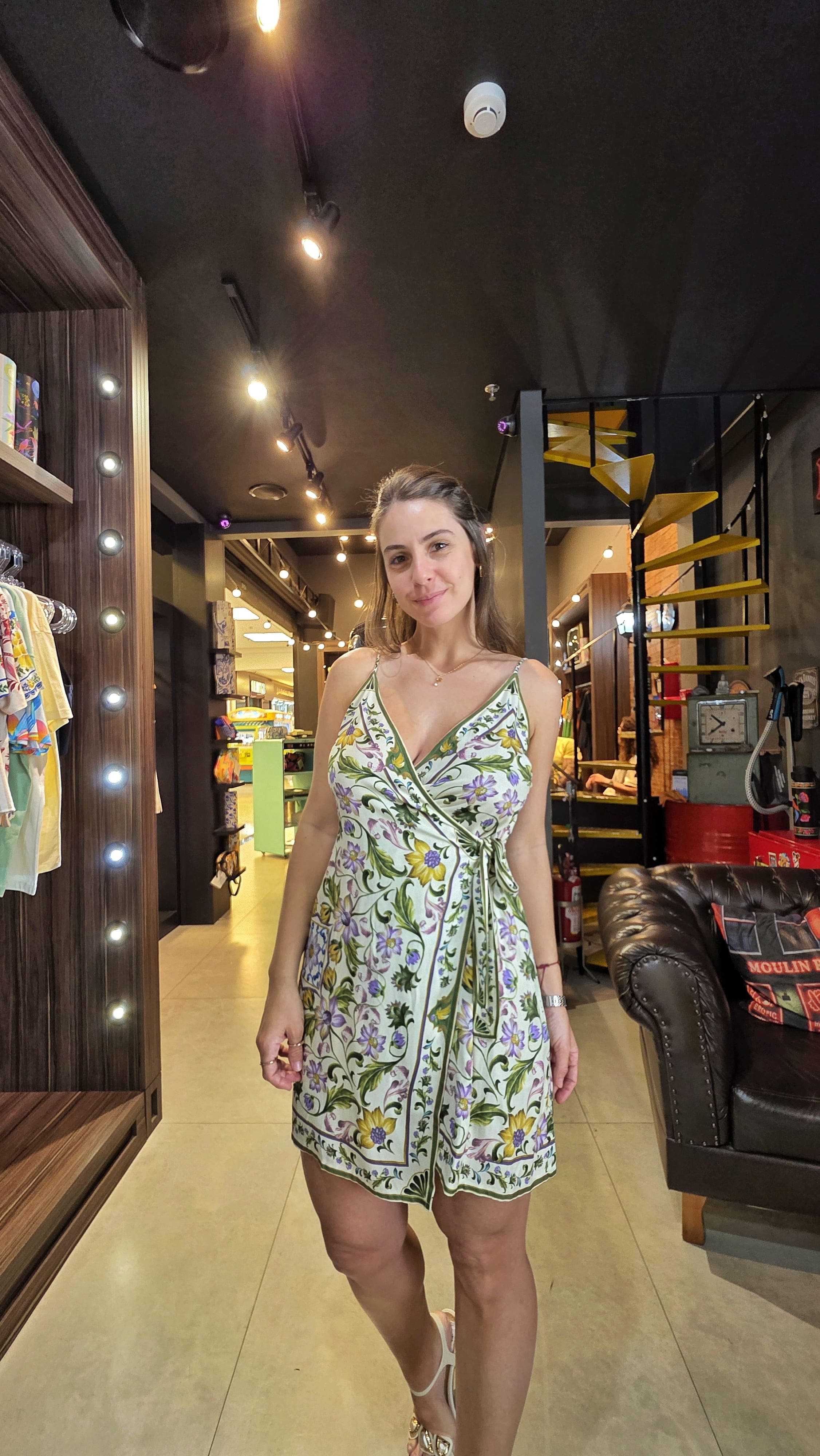 Vestido Farm Curto Azulejaria Estampado