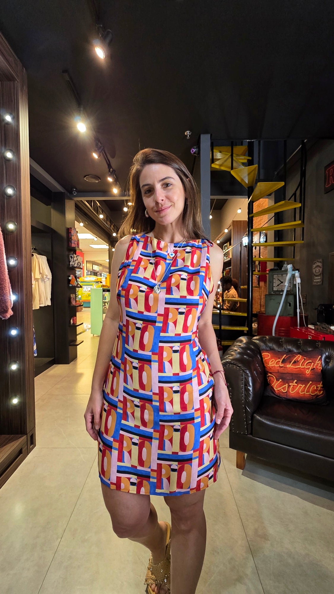 Vestido Farm Curto Rio Gráfico Estampado