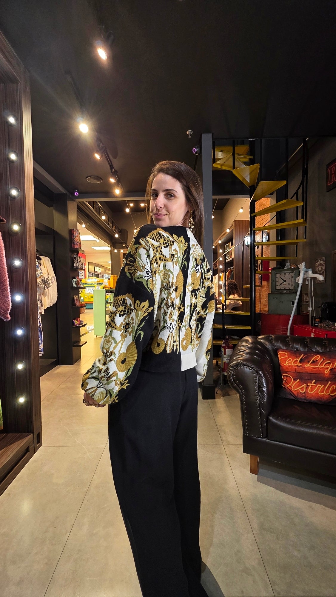 Cardigan Farm Tricot Concha Surreal Estampado