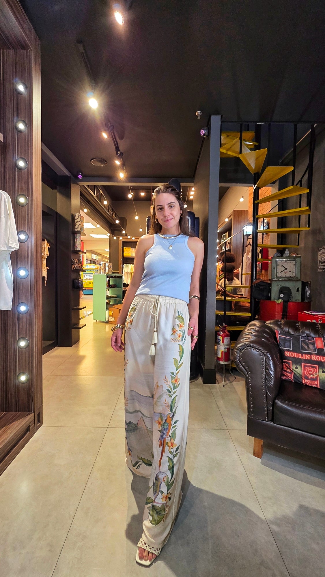Calça Farm Pantalona Brisa De Rio Estampado