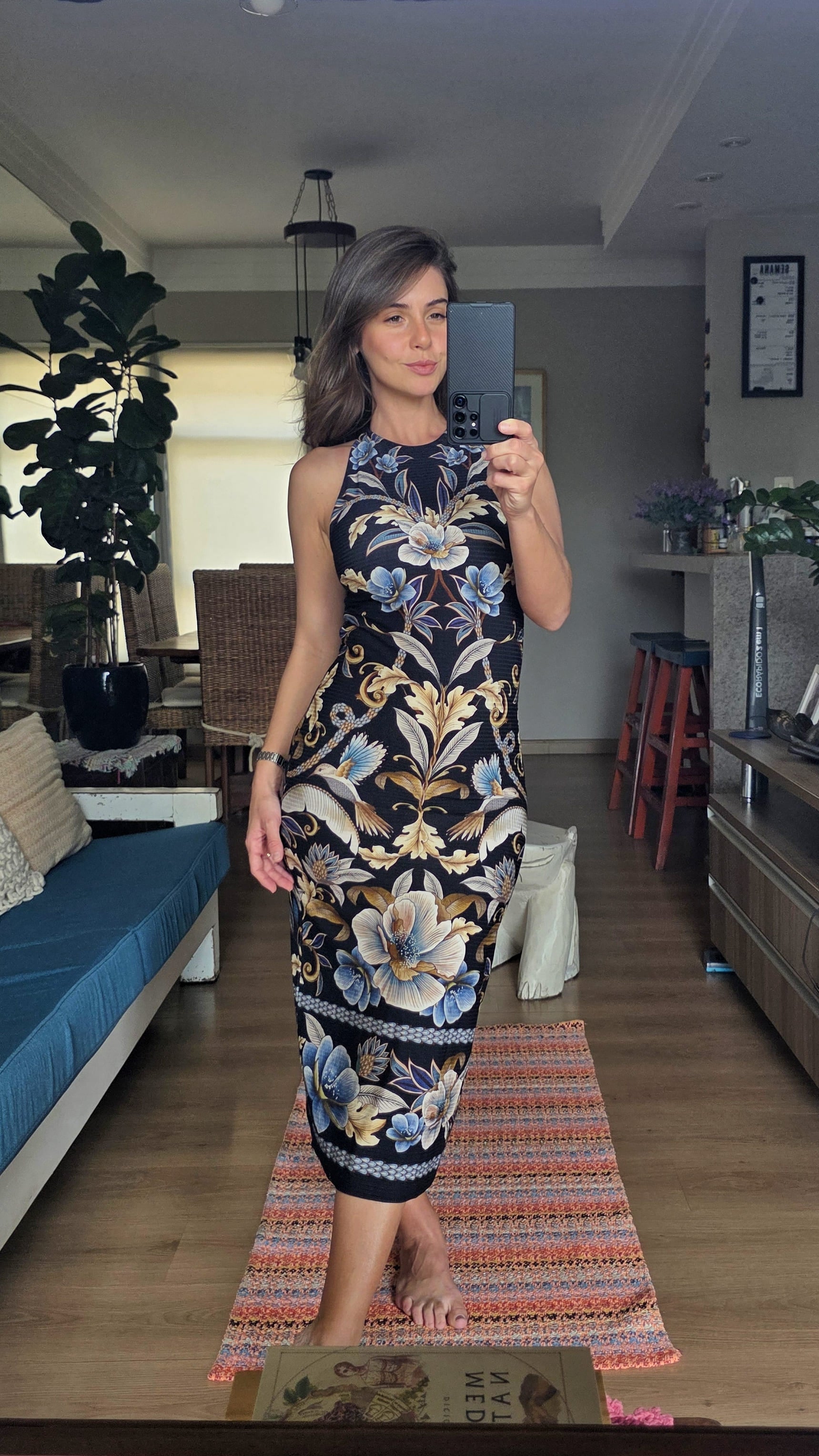Vestido Farm Midi Jardim Real Estampado