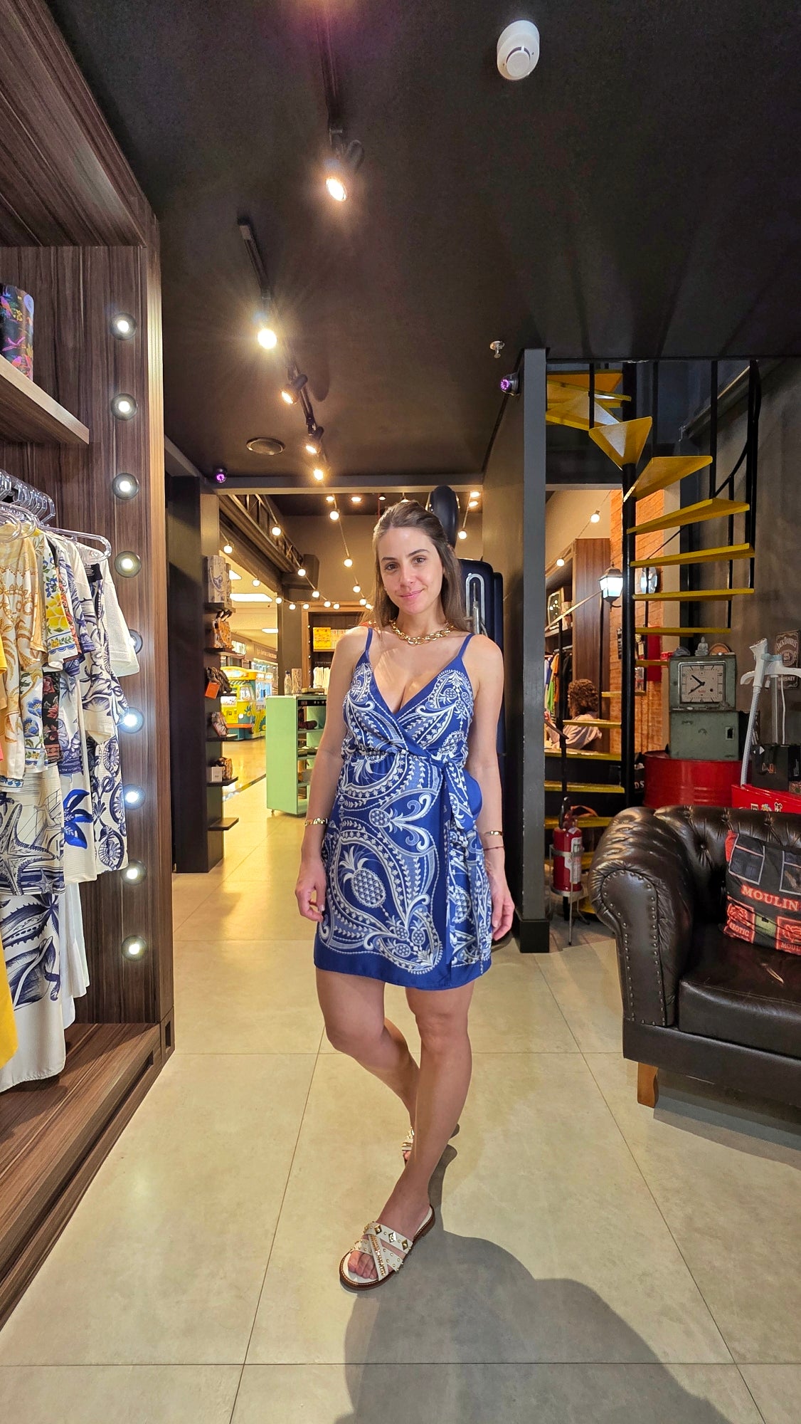 Vestido Farm Curto Renda De Abacaxi Estampado
