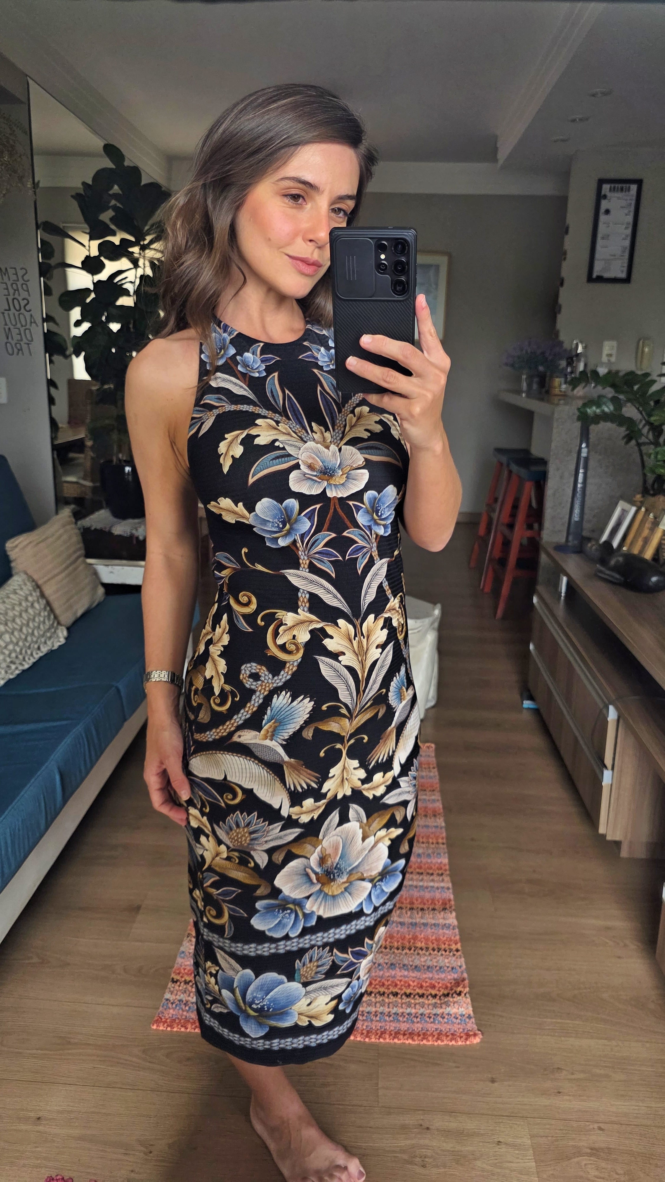 Vestido Farm Midi Jardim Real Estampado