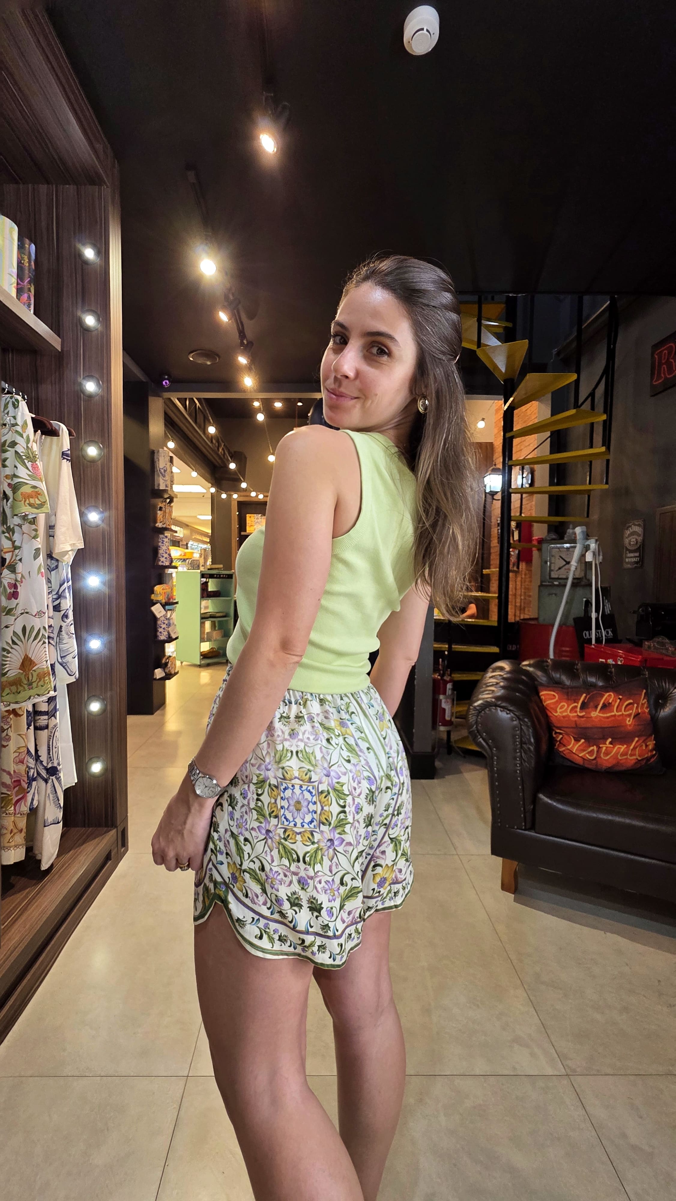 Short Farm Azulejaria Estampado