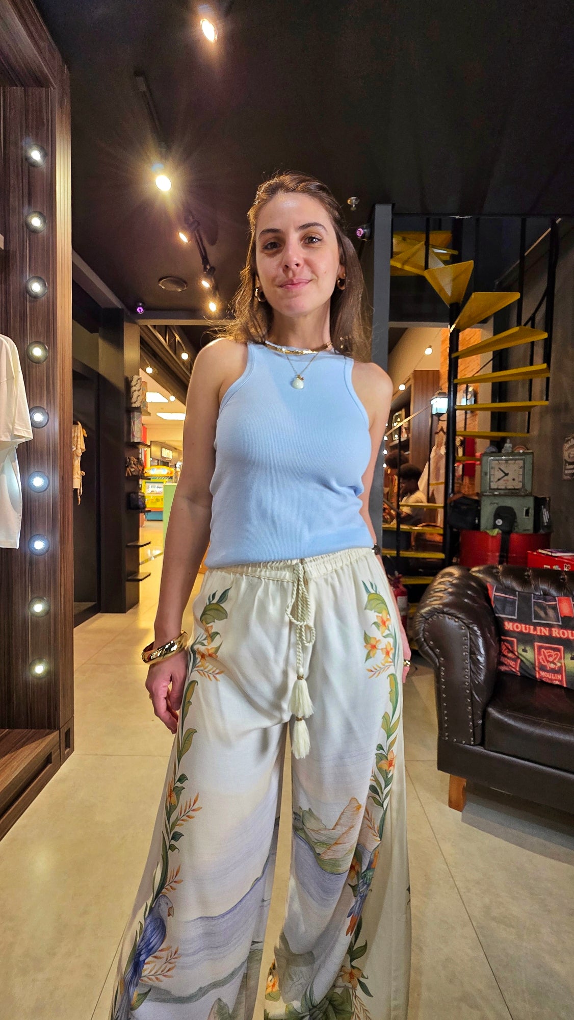 Calça Farm Pantalona Brisa De Rio Estampado