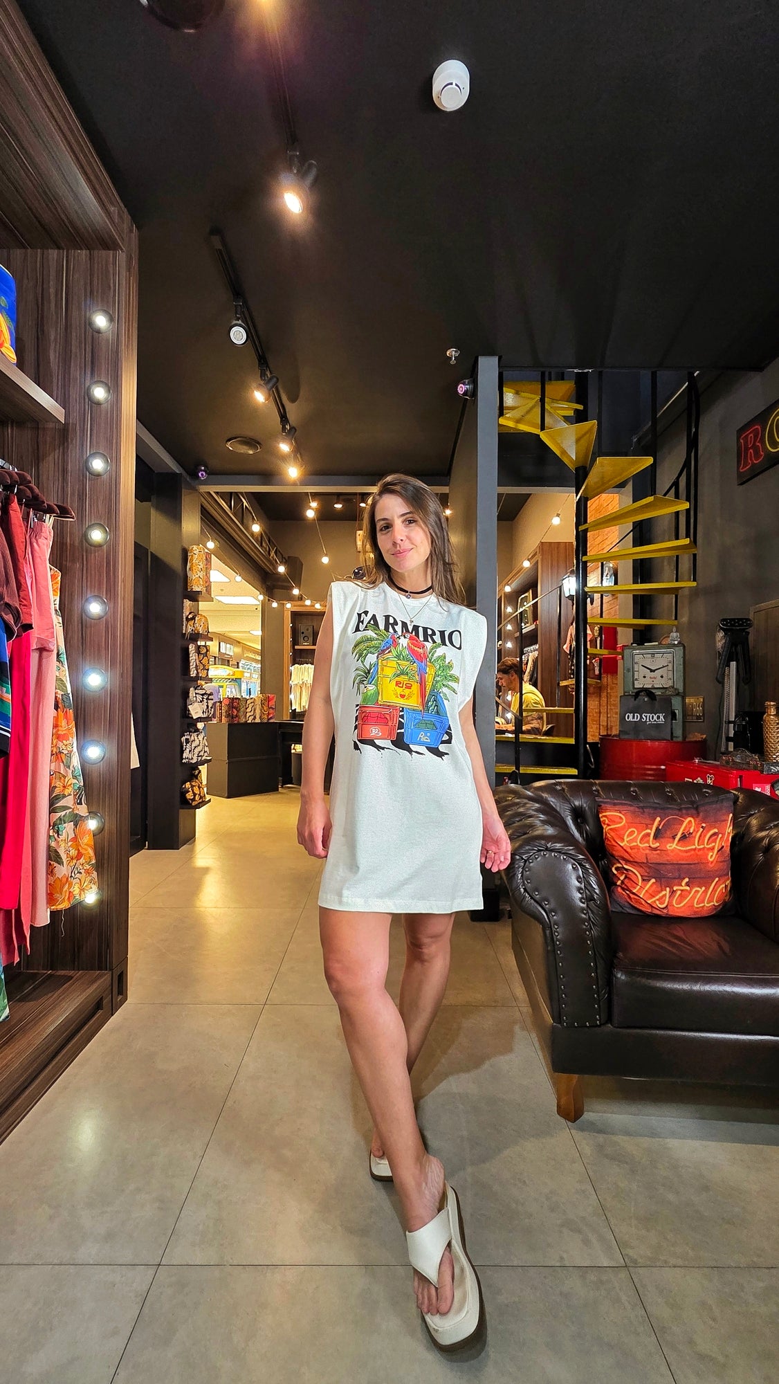 Vestido Farm Curto Engradados Farm Rio Estampado
