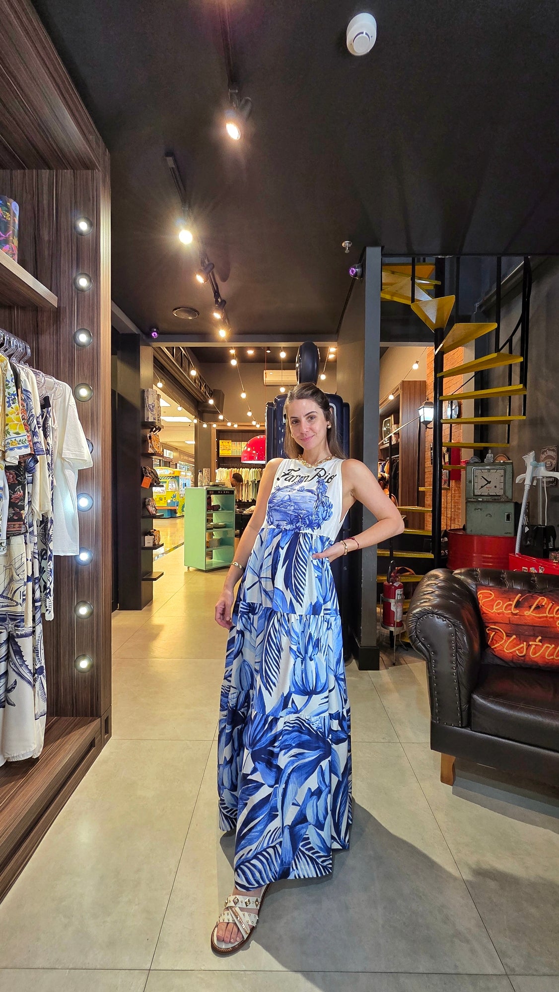 Vestido Farm Midi Portal Araras Estampado