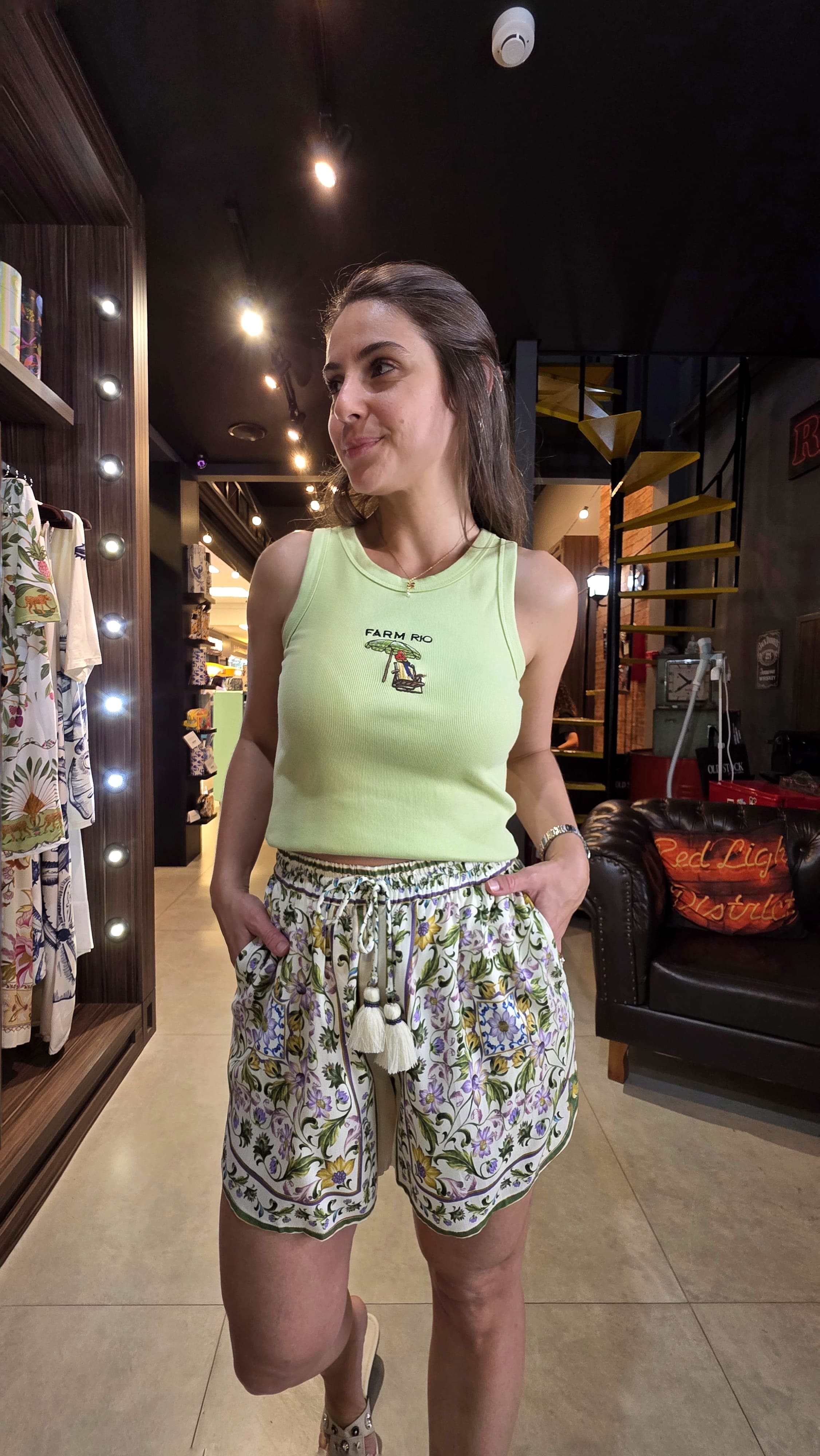 Short Farm Azulejaria Estampado