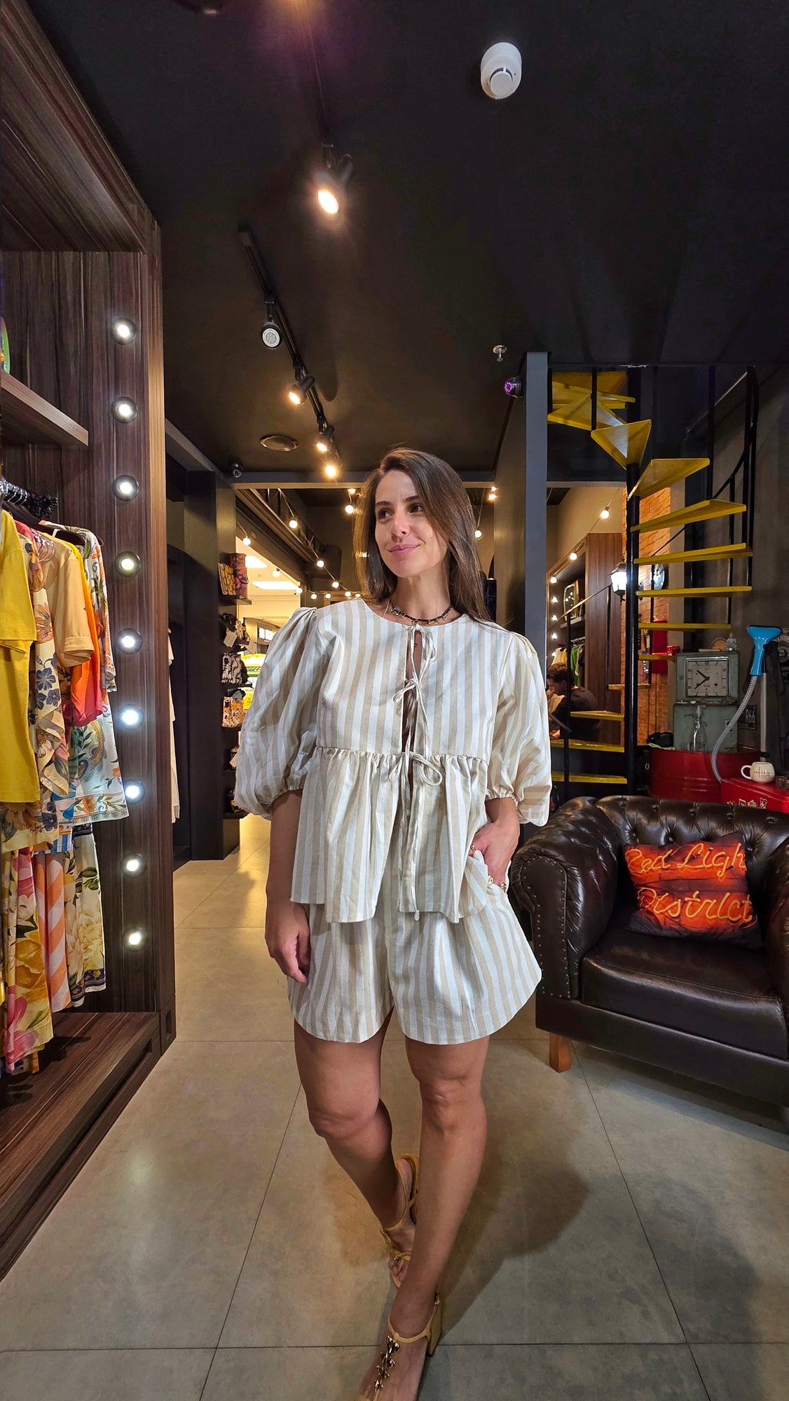 Blusa Farm Mangas Listra Bicolor