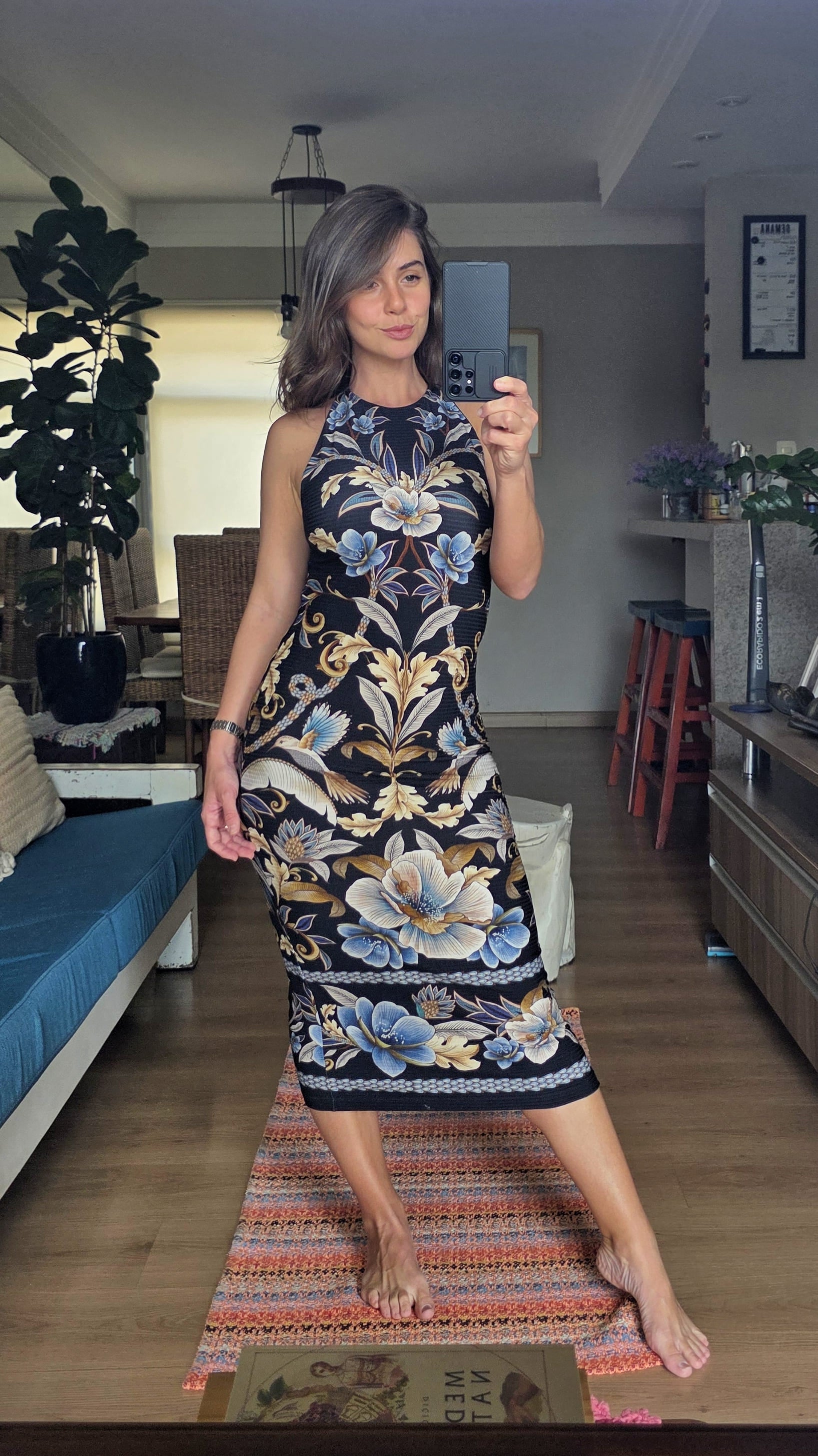 Vestido Farm Midi Jardim Real Estampado