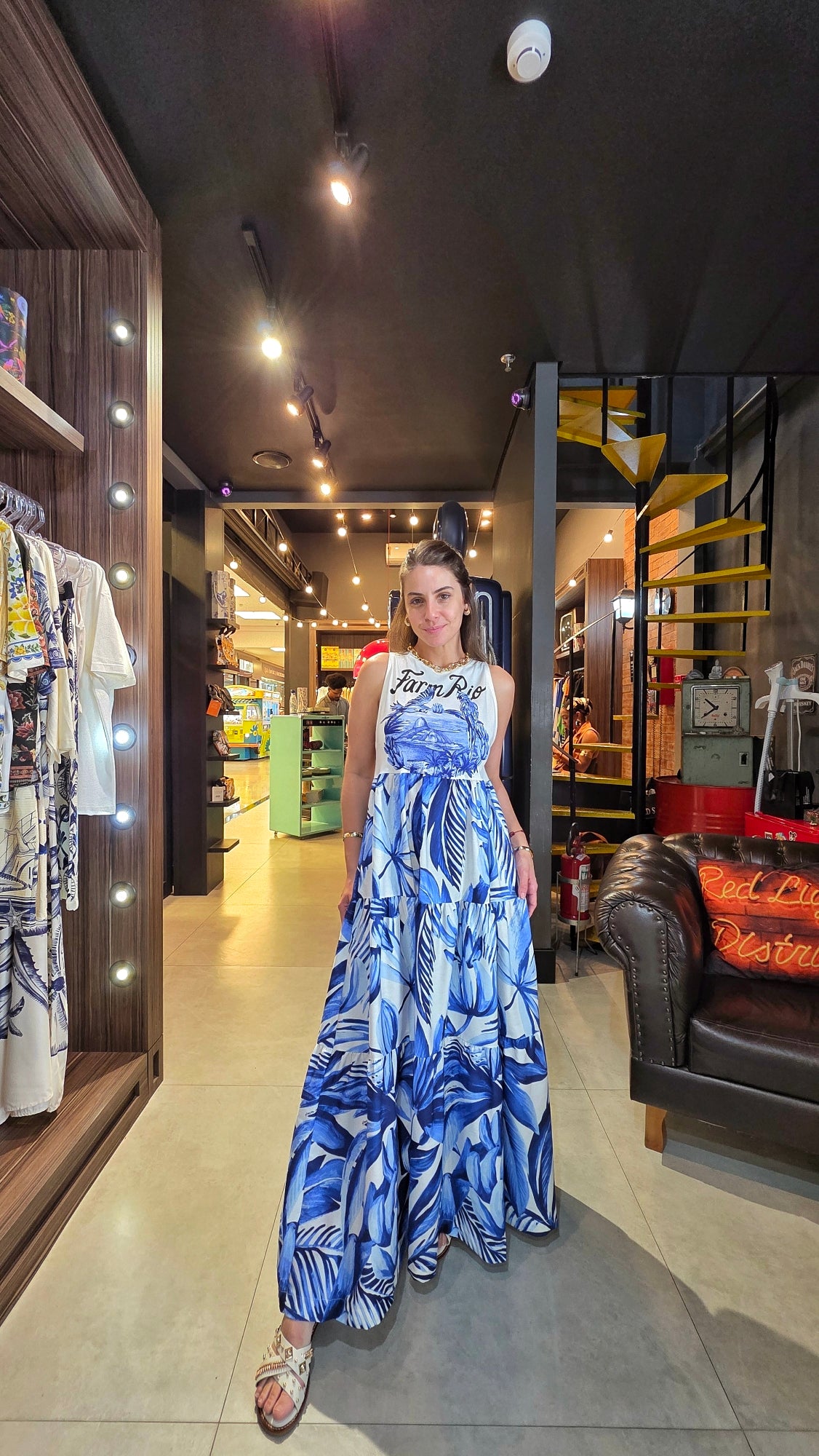 Vestido Farm Midi Portal Araras Estampado