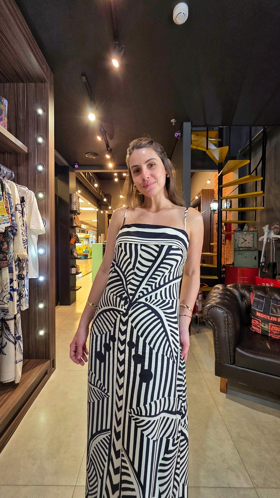 Vestido Farm Flor Listra Tropical Estampado