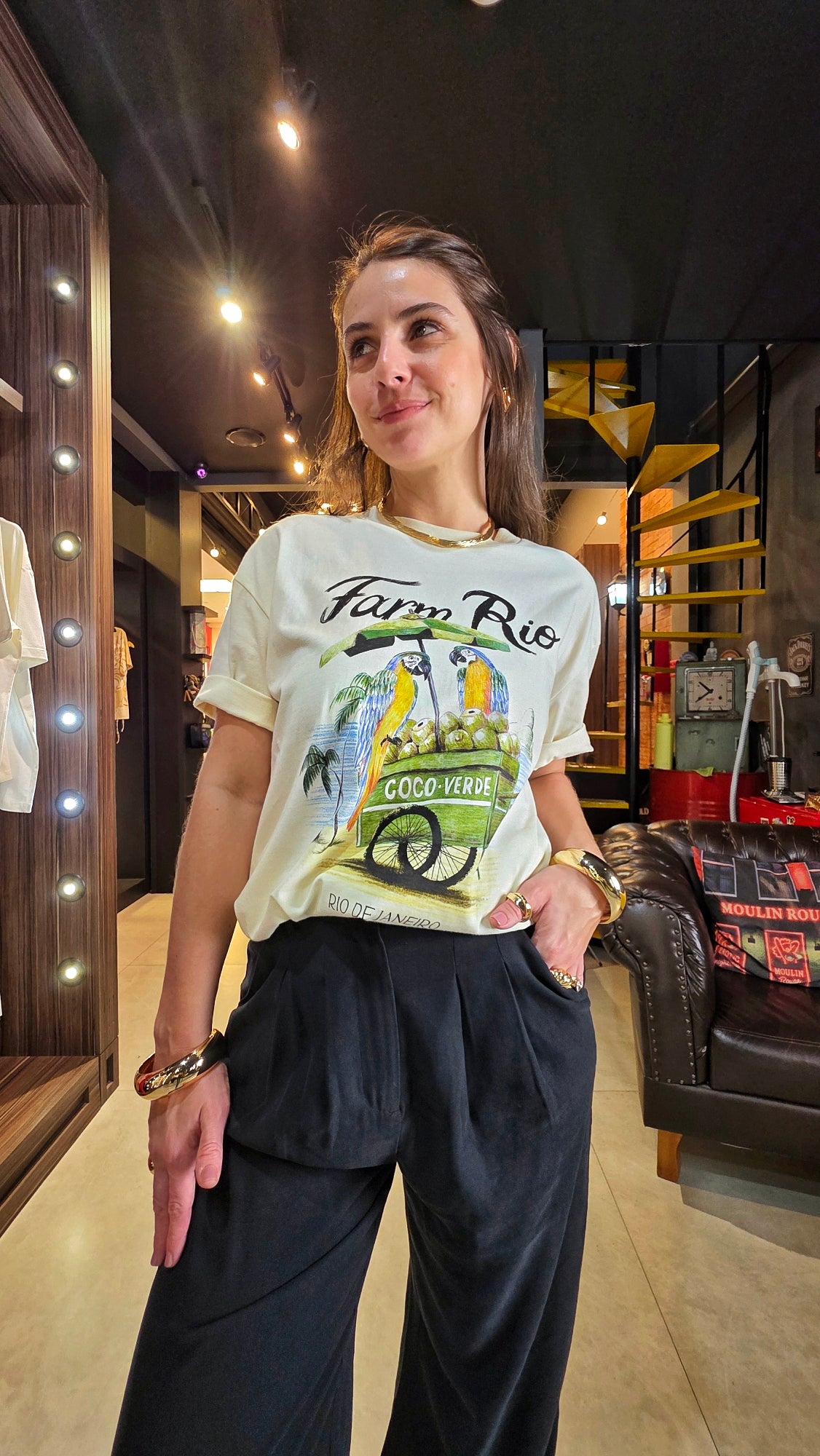 Tshirt Farm Média Carrinho De Coco Estampado