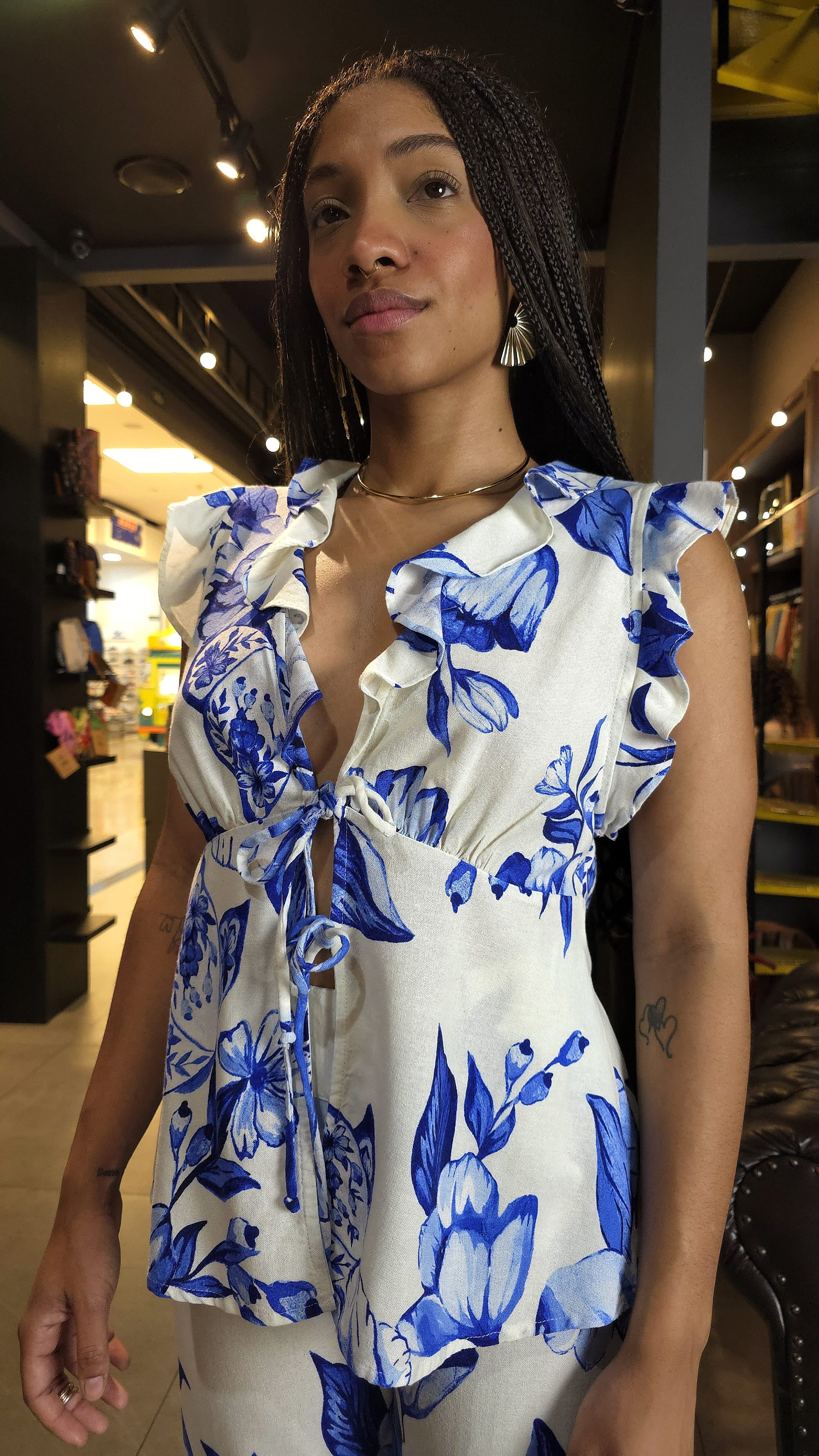 Blusa Farm Chita Porcelana Estampado