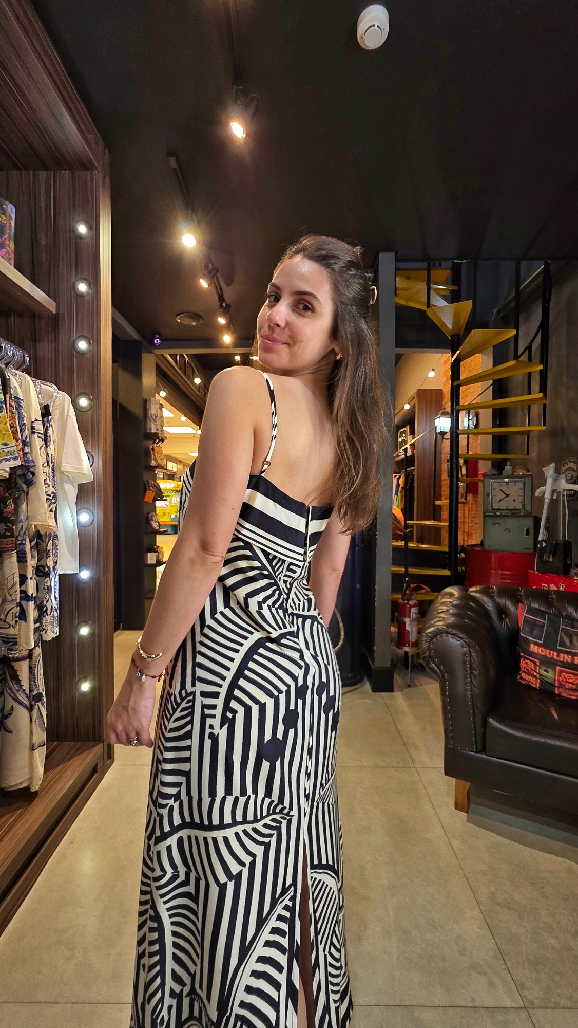 Vestido Farm Flor Listra Tropical Estampado