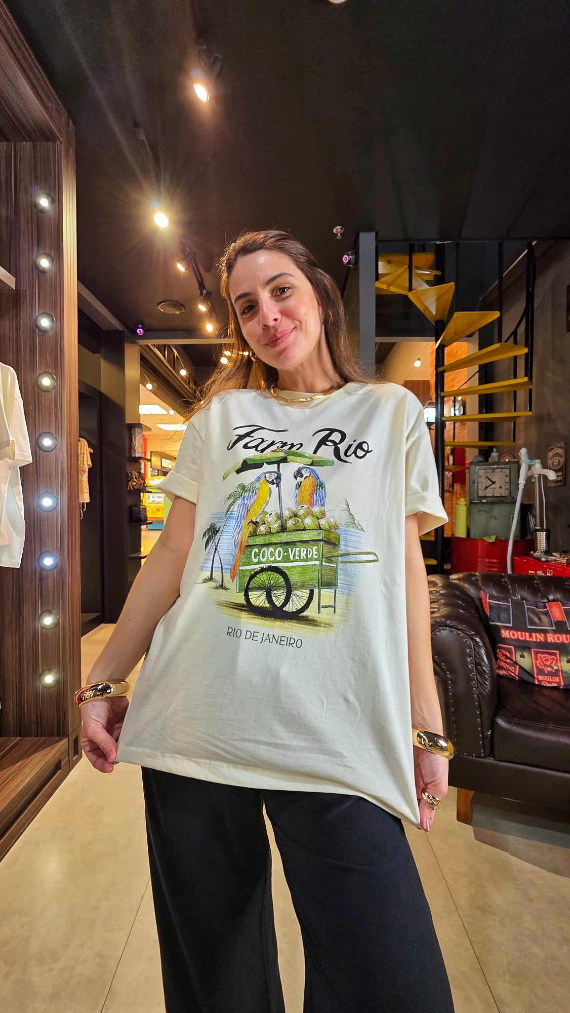 Tshirt Farm Média Carrinho De Coco Estampado