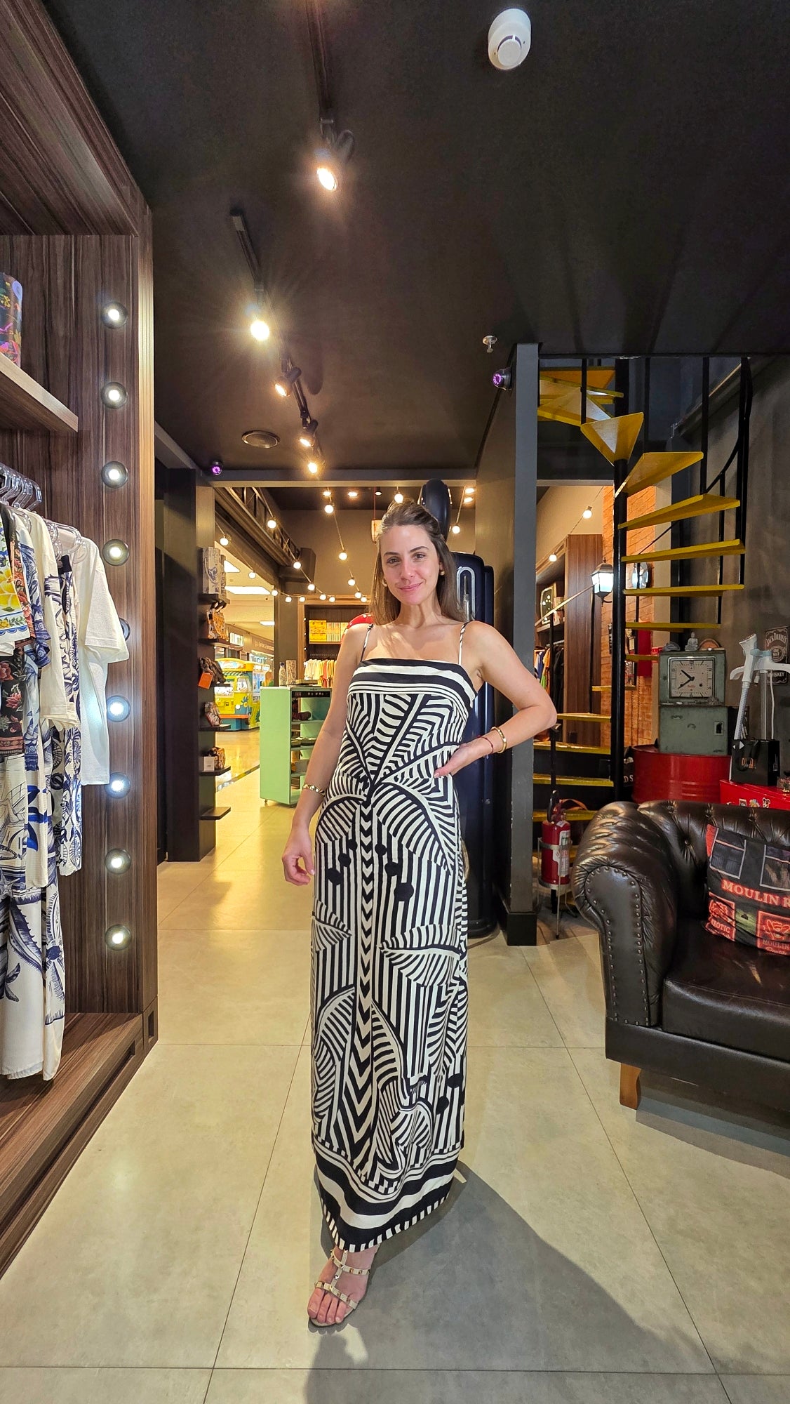 Vestido Farm Flor Listra Tropical Estampado