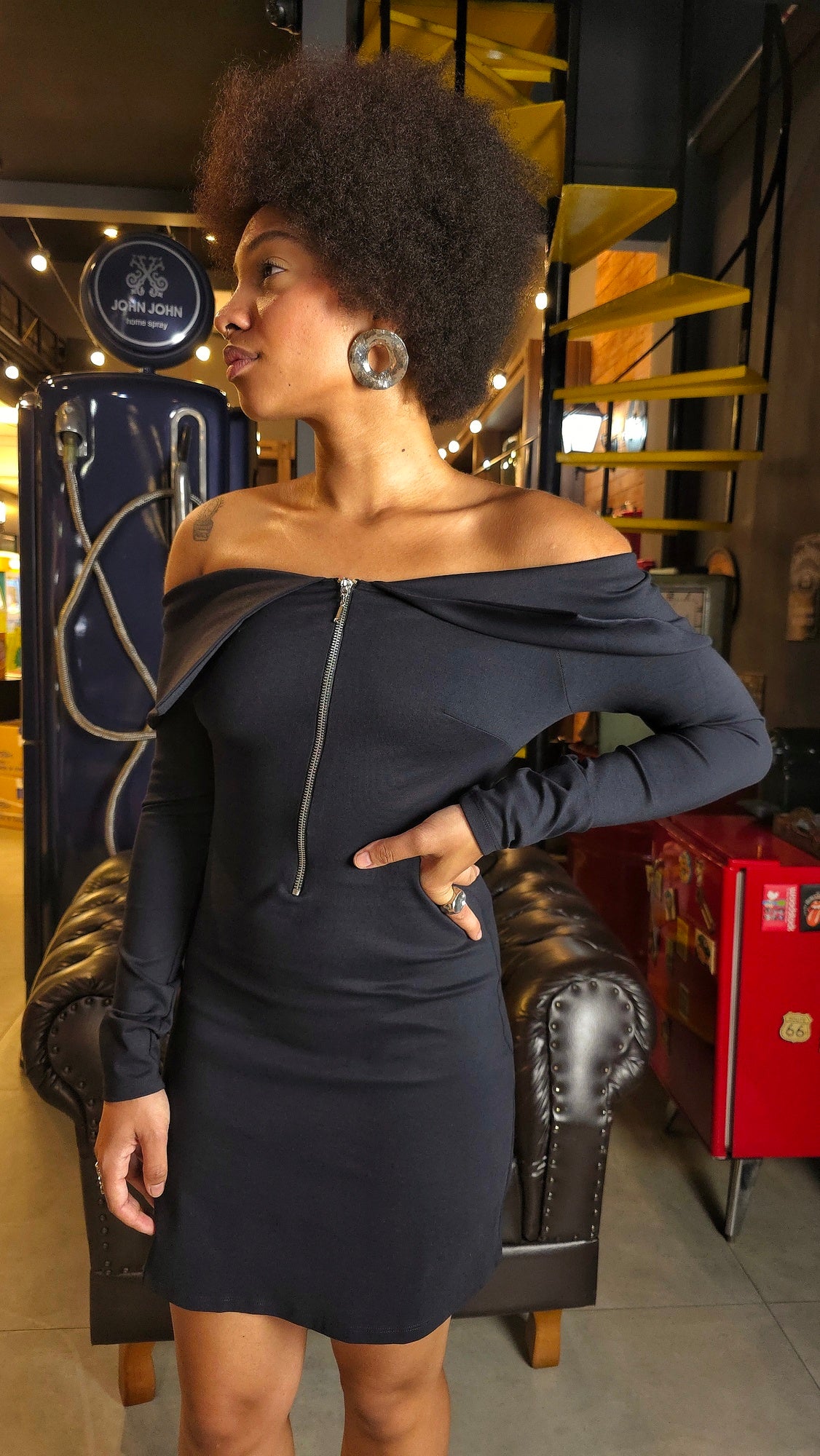Vestido MYFT Manga Longa Ombro Á Ombro