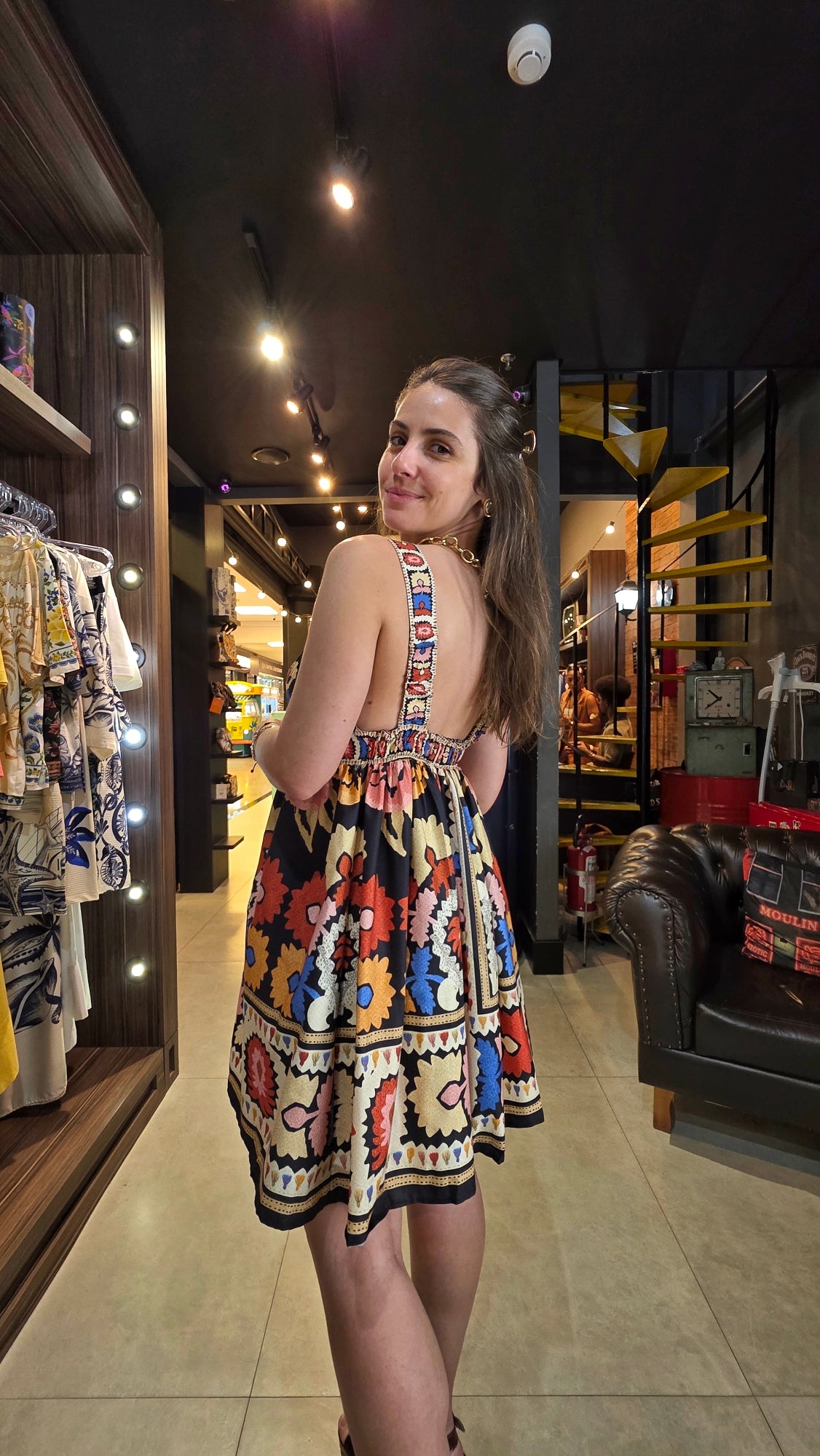 Vestido Farm Curto Antuerpia Lenço Estampado