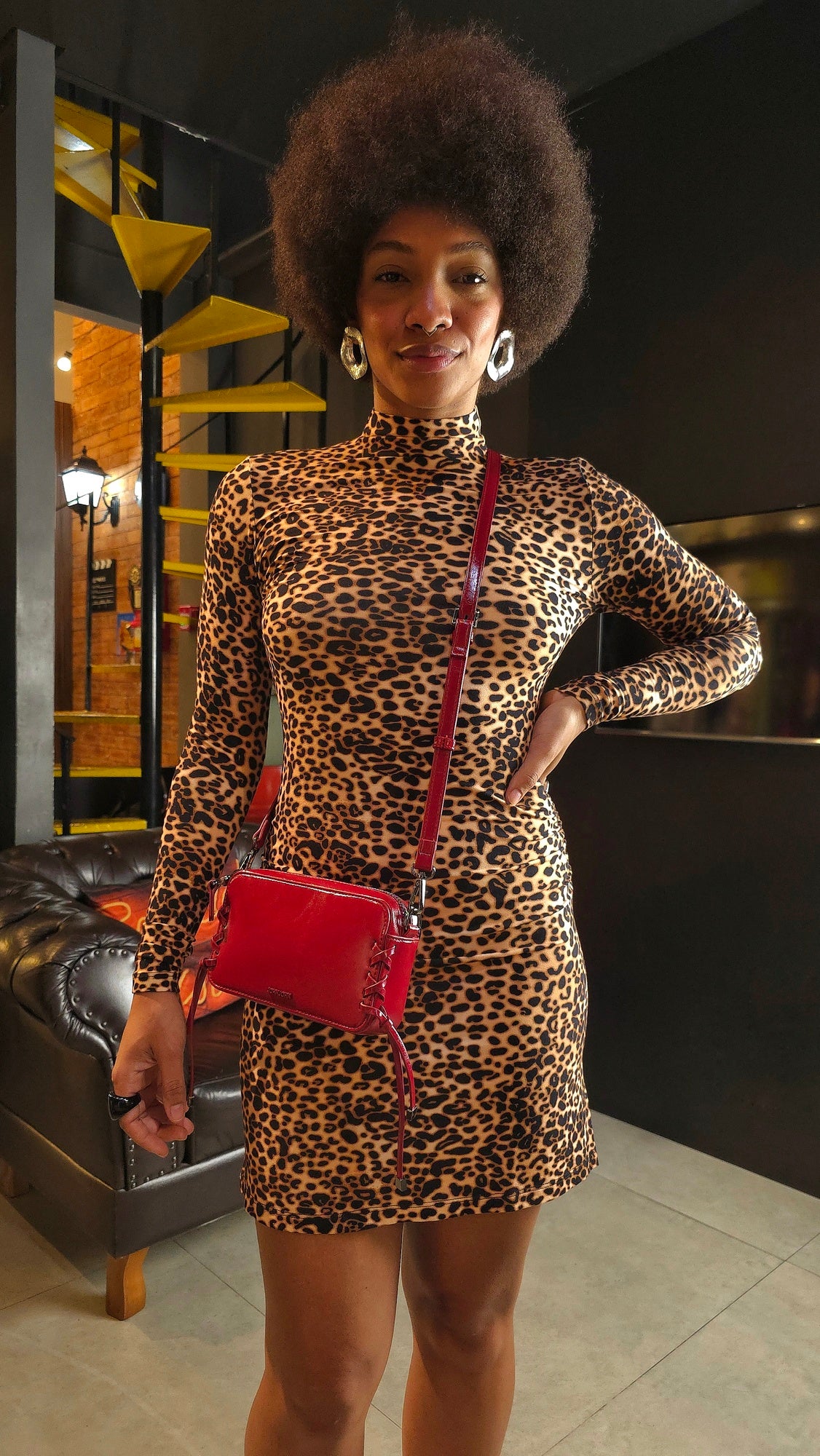 Vestido MYFT Curto Estampado Com Gola
