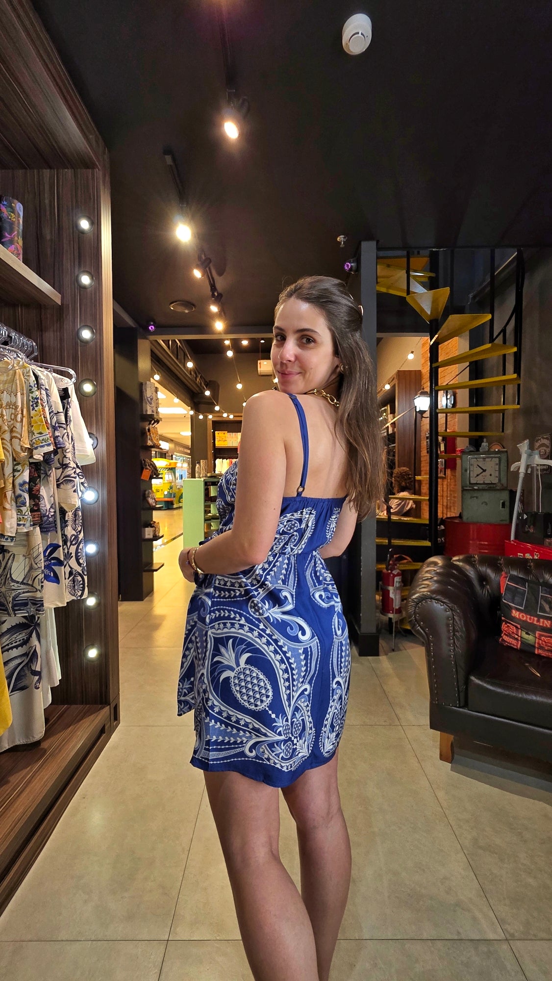 Vestido Farm Curto Renda De Abacaxi Estampado