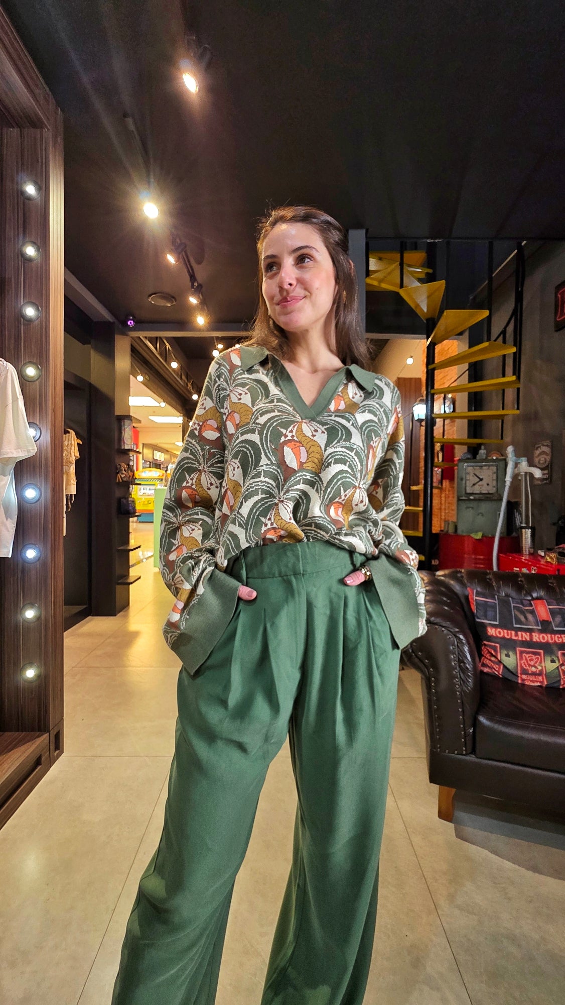 Polo Farm Tricot Jacquard Banana Da Terra Estampado