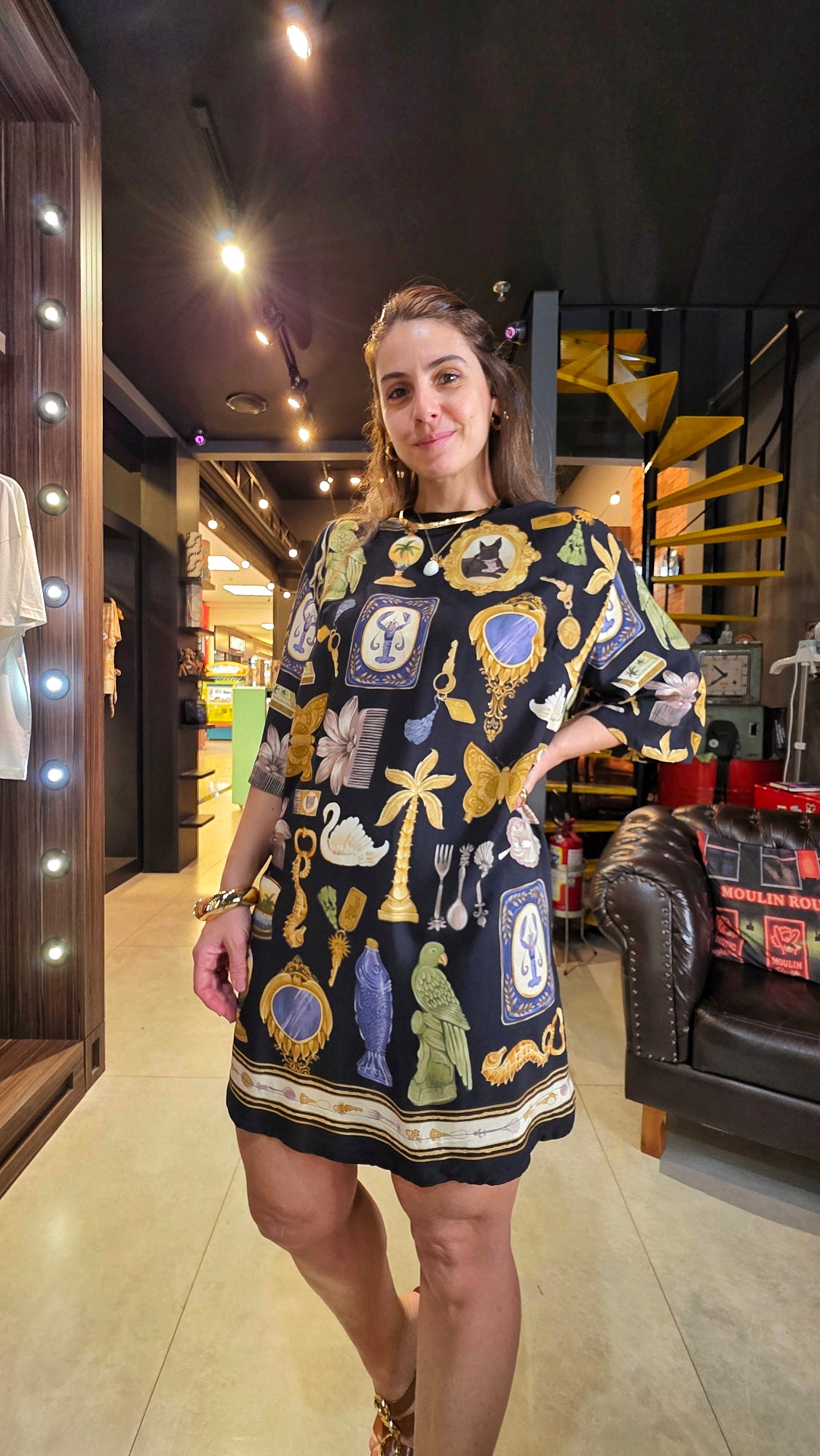 Vestido Farm Tshirt Bibelô Estampado
