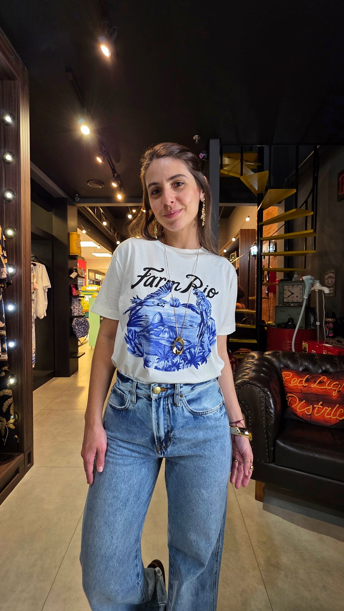 Calça Farm Básica Cintura Média Jeans Claro