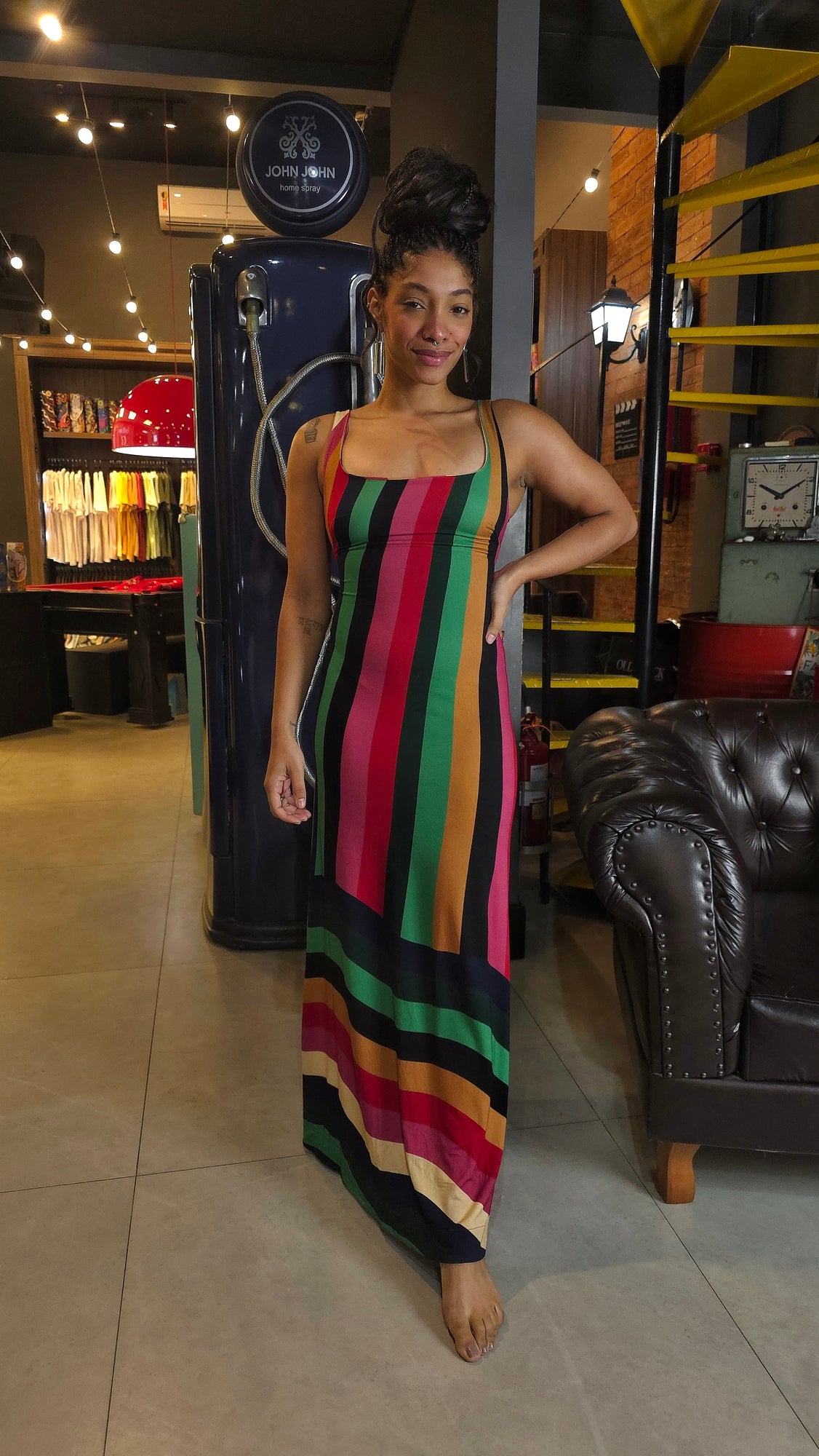 Vestido Farm Listra Onda De Cor Estampado