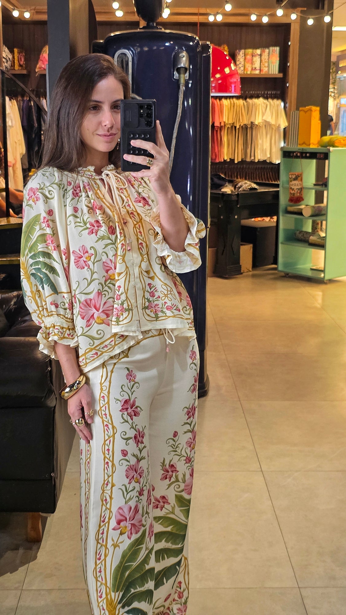 Calça Farm Pantalona Floral Nusa Estampado