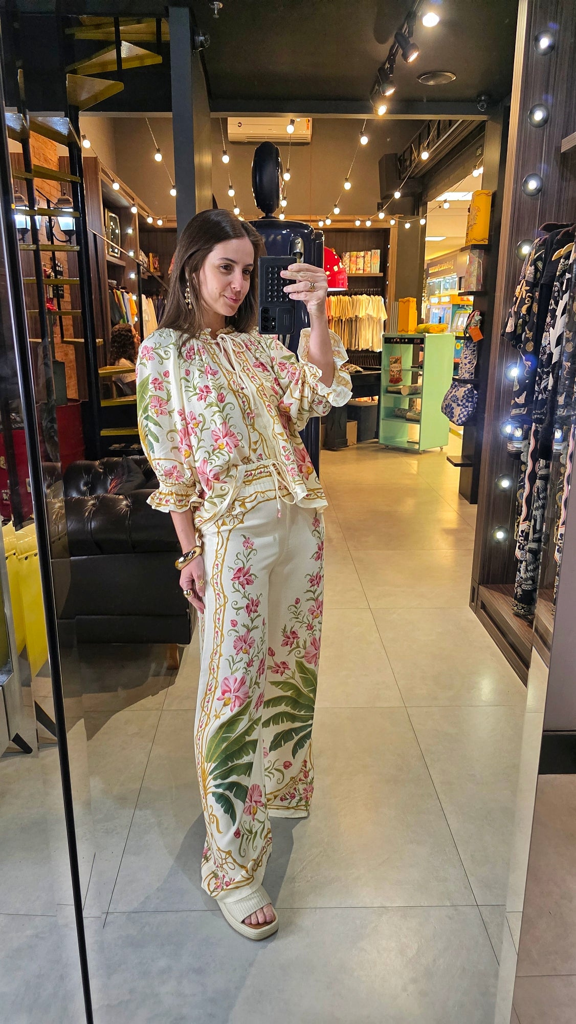 Calça Farm Pantalona Floral Nusa Estampado